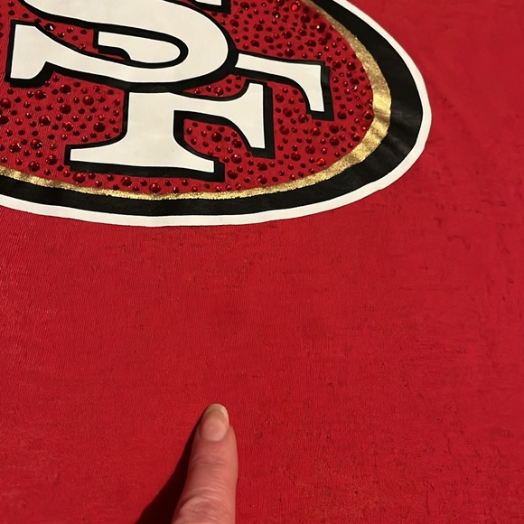 PINK - Victoria's Secret San Francisco 49ers NFL Red Gold Rhinestone T-Shirt - Picture 5 of 10